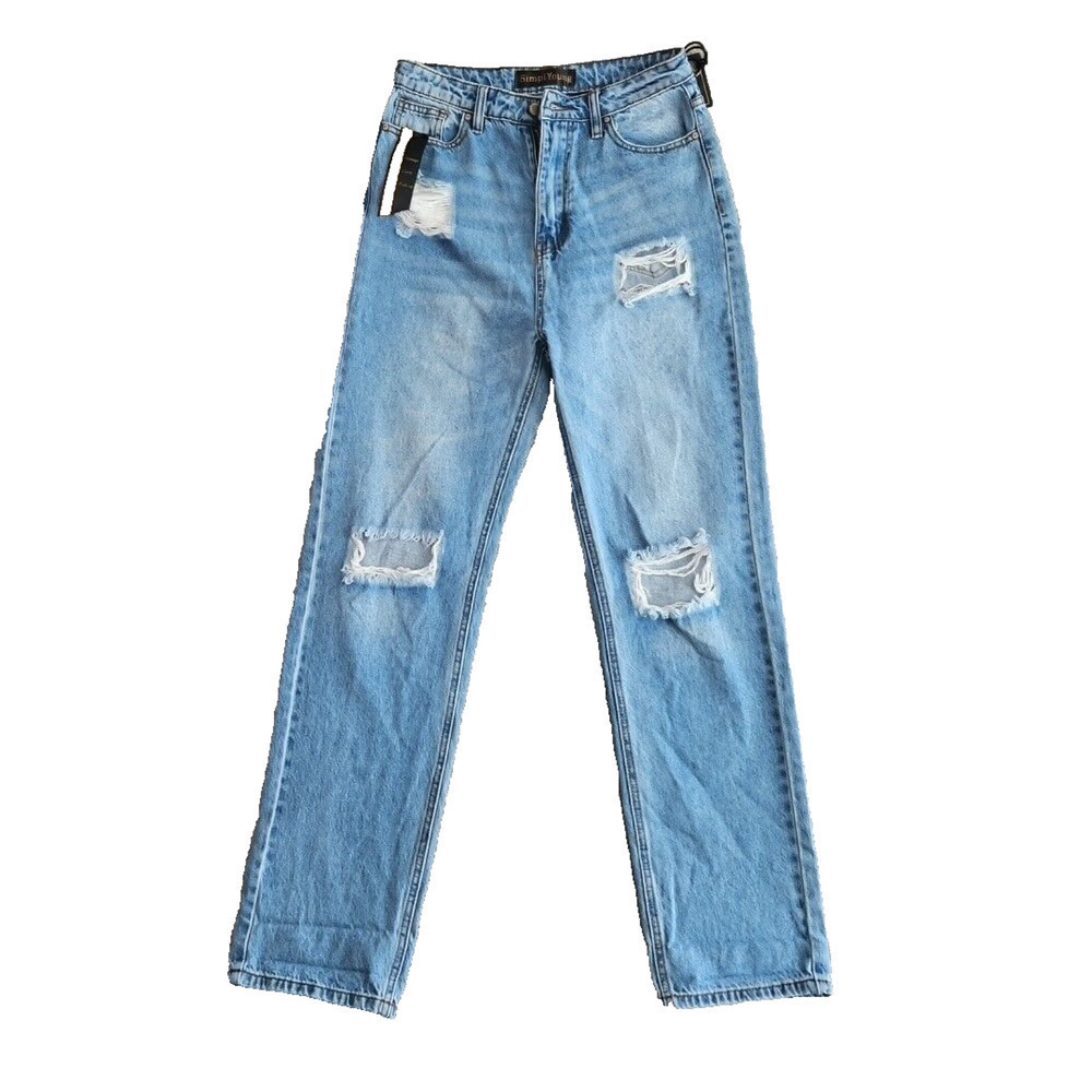 Simpl Young Women's Jeans SZ 9 Blue Vintage Ripped‎ Skinny Jeans Distressed NWT